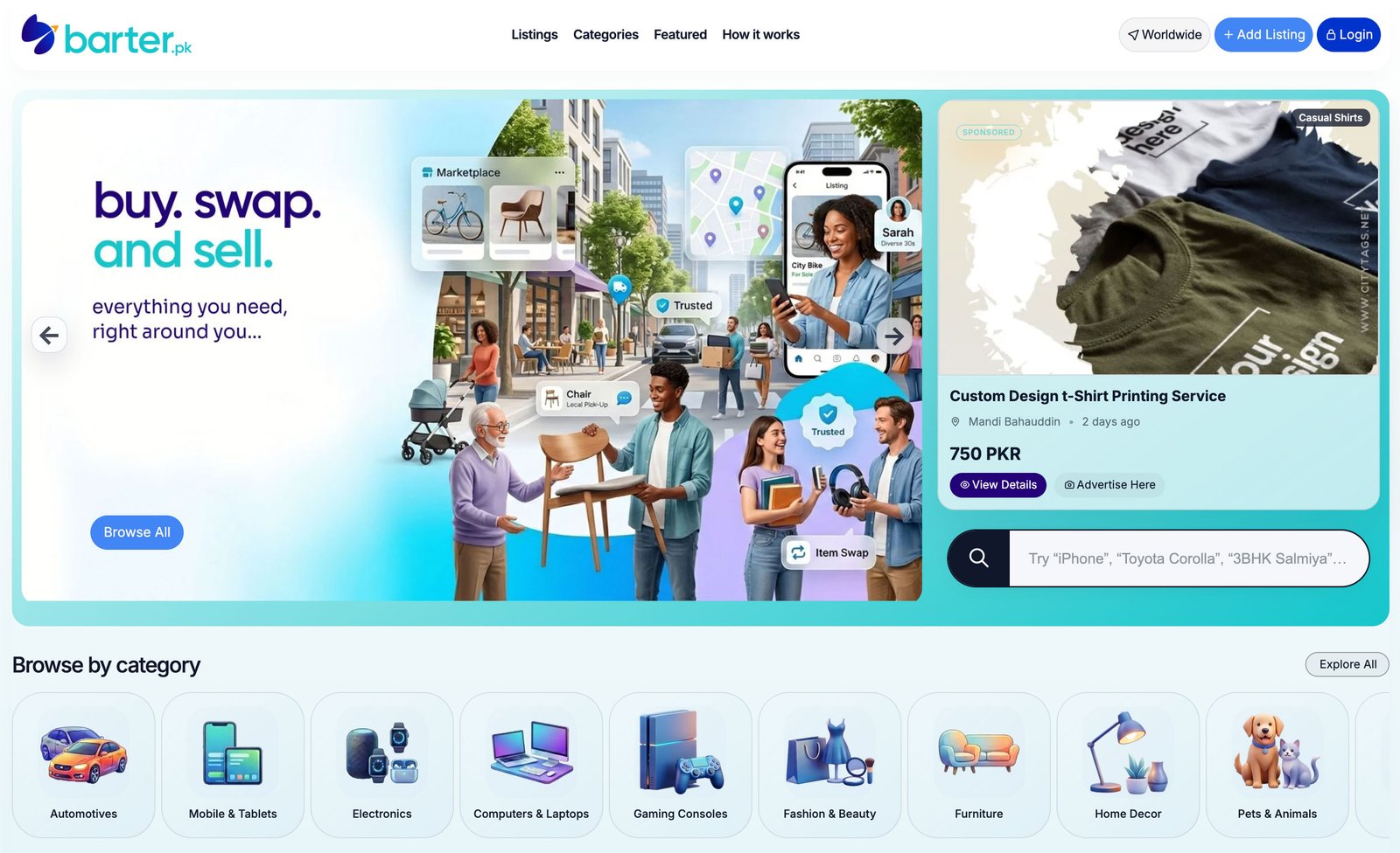 Barter Sell. Buy. Swap. Pakistan's Largest Online Barter Platform